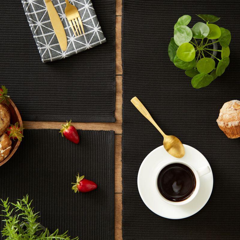Design Imports Black Ribbed Placemat Set/6