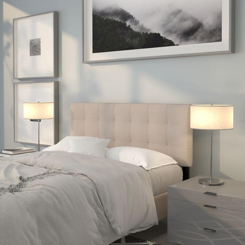 Emma and Oliver Quilted Tufted Upholstered Full Size Headboard in Beige Fabric