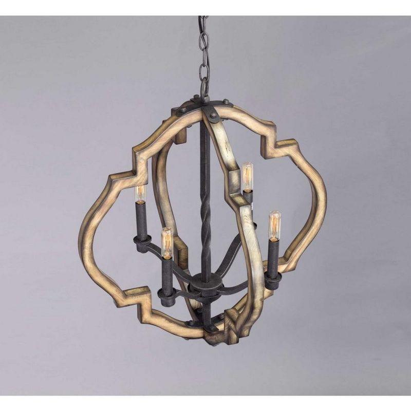 Progress Lighting, Spicewood, 4-Light Pendant, Gilded Iron, Quatrefoil Shade