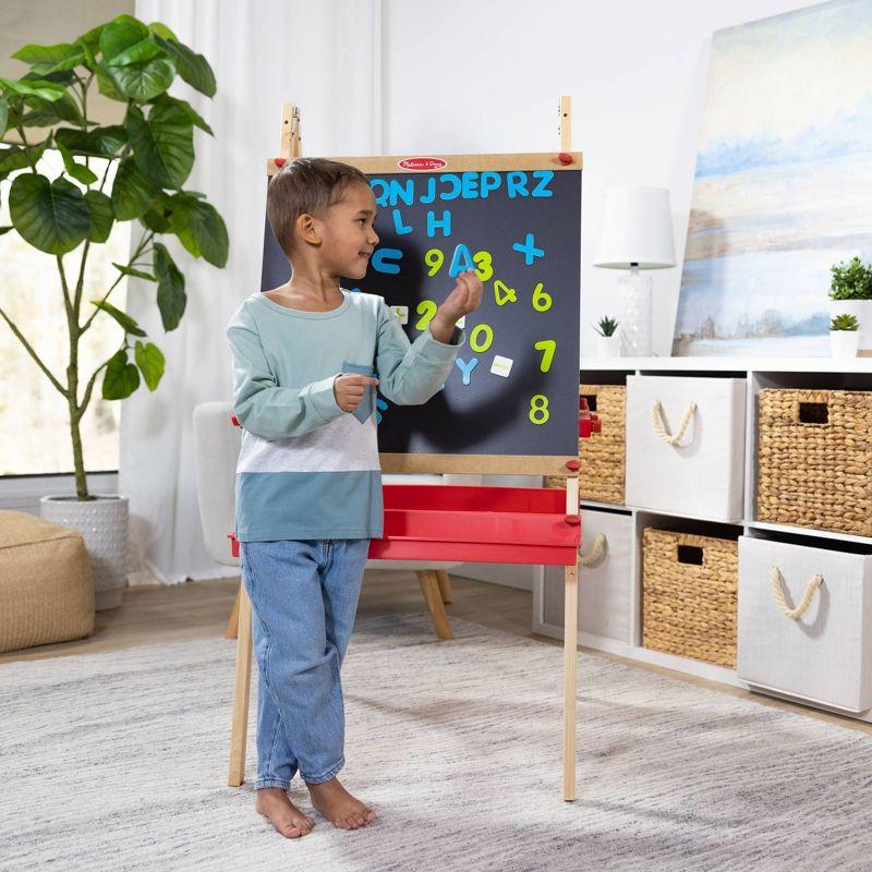 Deluxe Magnetic Wooden Art Easel with Chalkboard and Dry-Erase Board