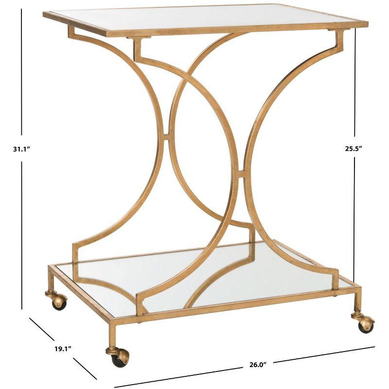 Ignatius Bar Cart - FOX2555B - Gold/Mirror - Safavieh