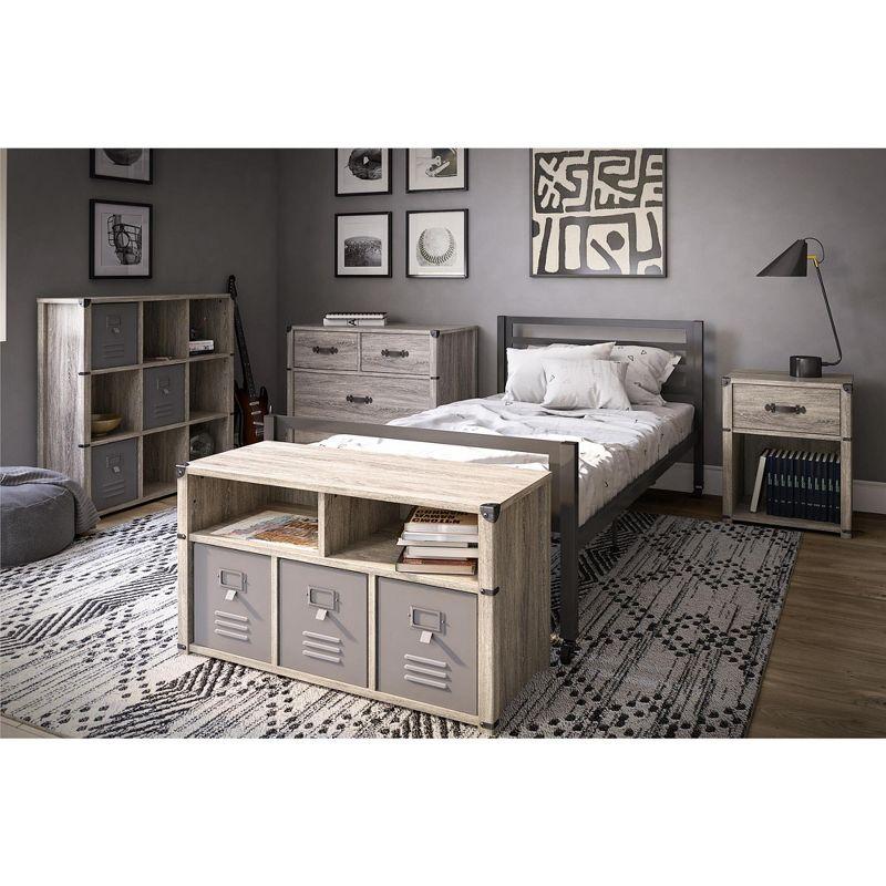 Gray Oak 4-Drawer Nursery Dresser with Leather Pulls