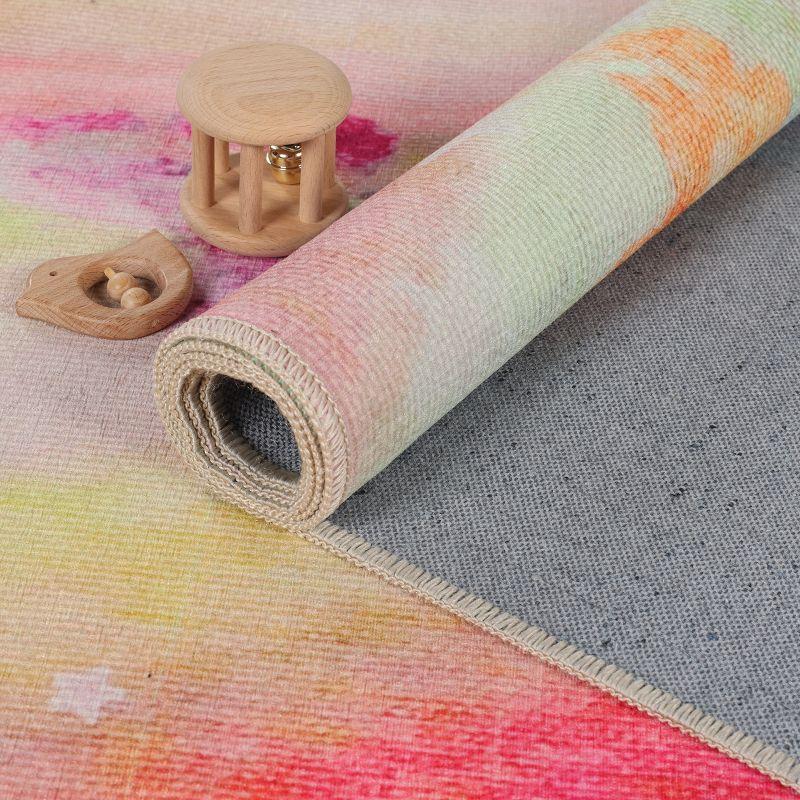 Butterfly Non-Slip Kids Playroom Nursery Washable Indoor Area Rug, 4'x6', Apricot - Blue Nile Mills
