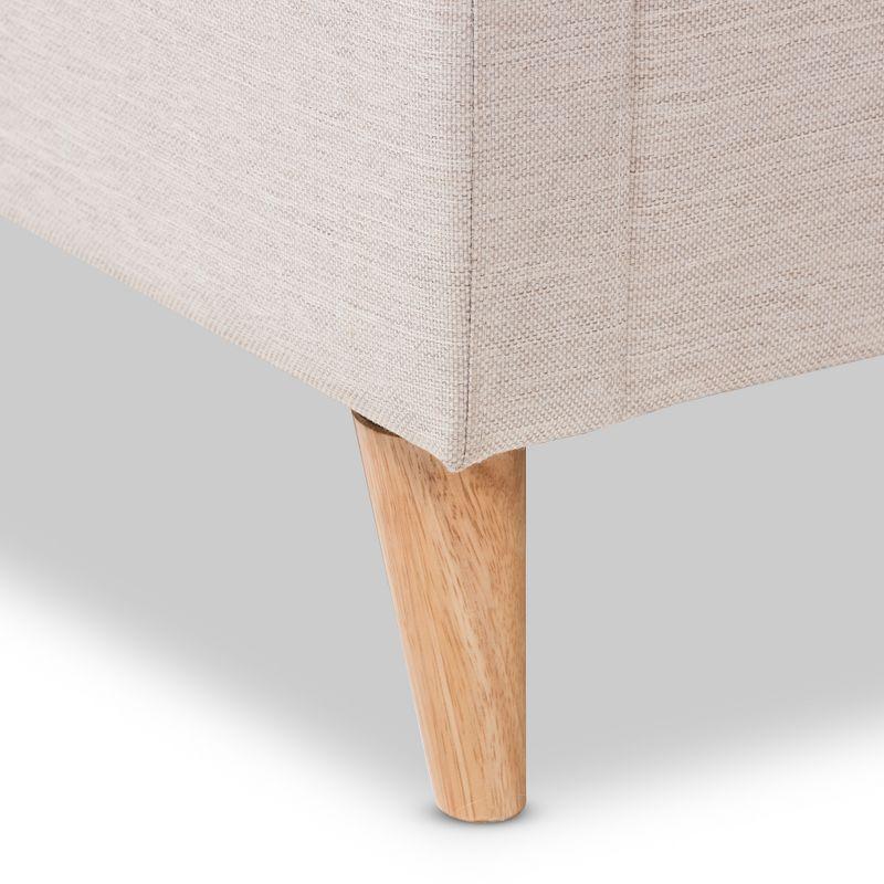 Baxton Studio Queen Adelaide Retro Modern Fabric Upholstered Platform Bed Light Beige: No Box Spring Needed, Polyester Fill