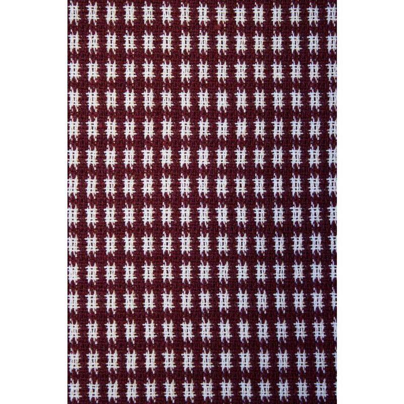 Wine and White Cotton Checked Napkins with Fringed Edges - Set of 4