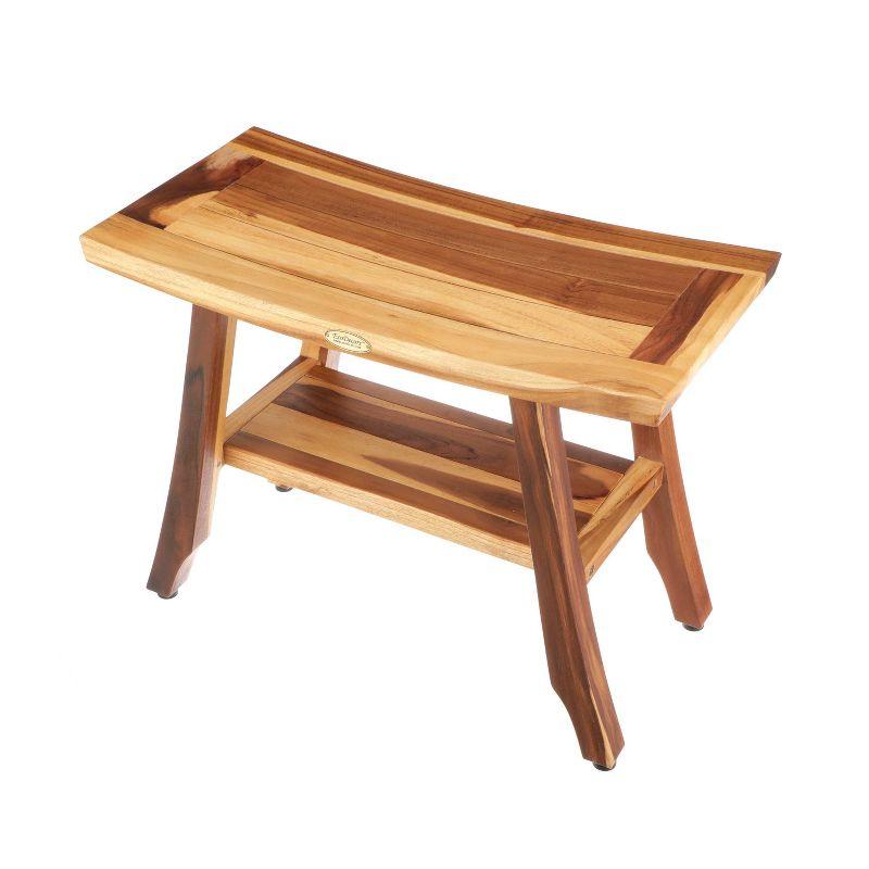 24" Satori ED991 Wide Teak Shower Stool for Shaving Legs - EcoDecors: Rectangular Bathroom Bench, Non-Upholstered