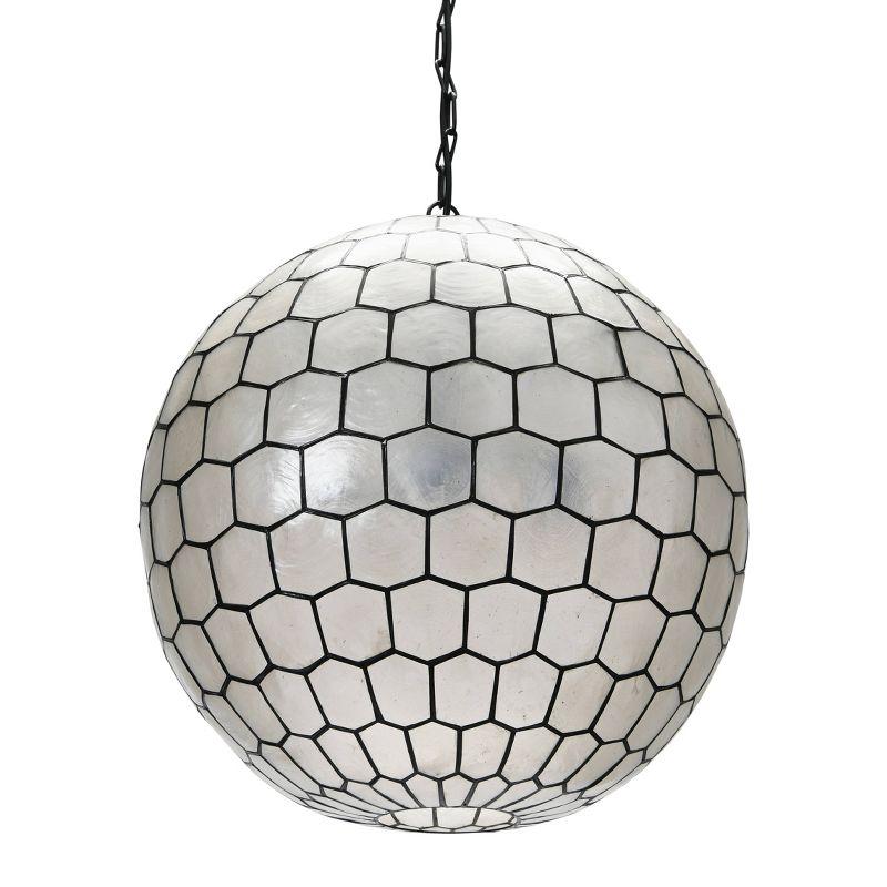 Storied Home 20"x19" Capiz Honeycomb Globe Pendant Light: ETL Listed, UL Certified, Metal Body
