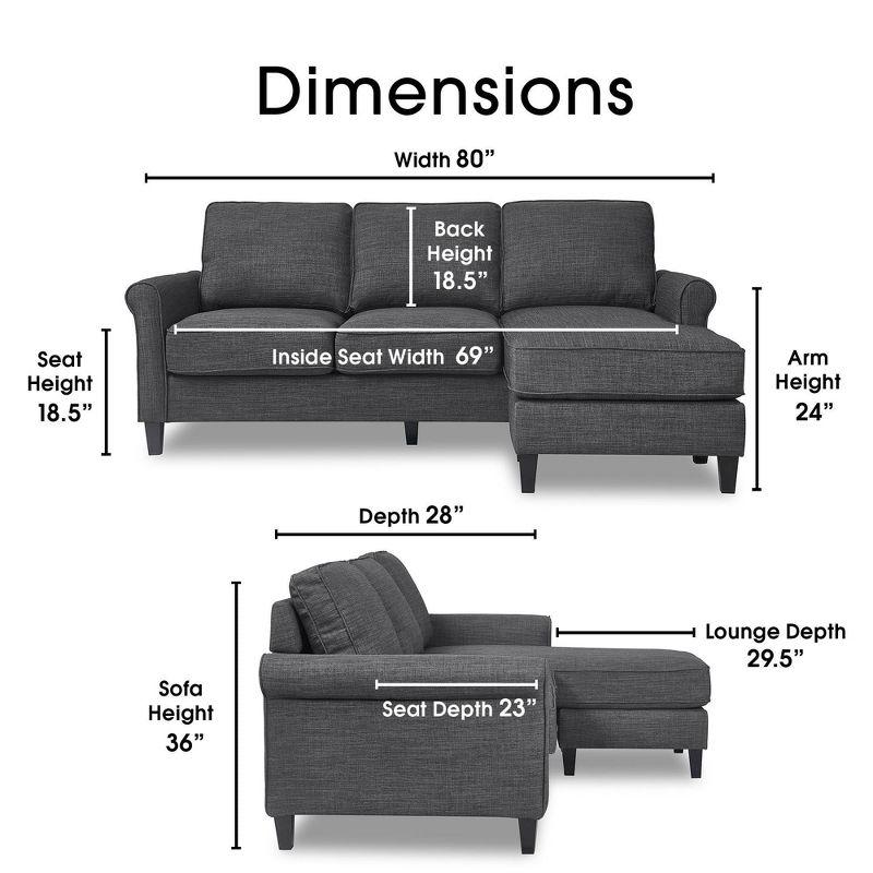 Serta Harmon Upholstered Reversible Sectional Sofa and Chaise