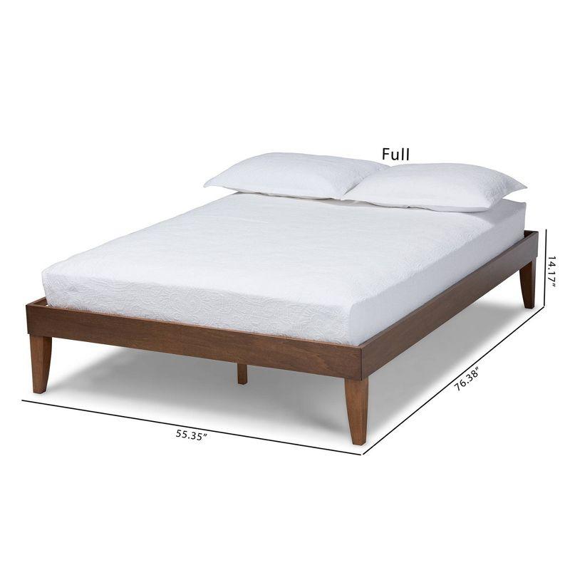 Mid-Century Modern Walnut Brown Full Platform Bed with Slats