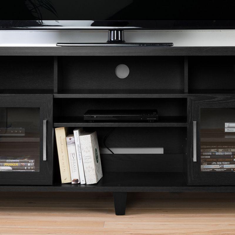 Adrian TV Stand for TVs up to 75'' Black Oak - South Shore: Laminated Particleboard, Metal Hardware, Adjustable Shelves