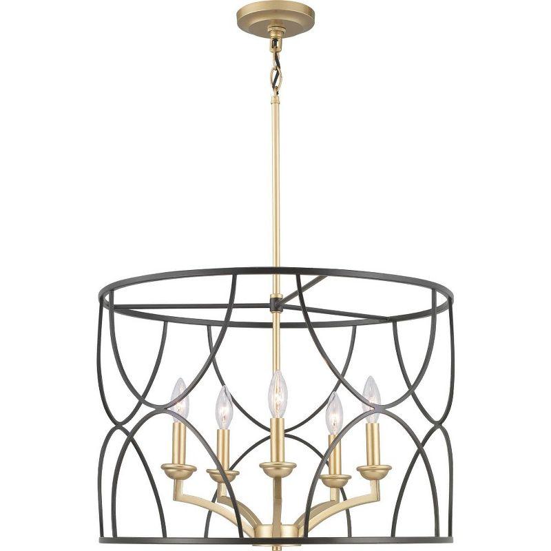 Landree Black Steel and Brass 5-Light Chandelier