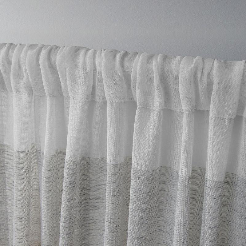 Bern Striped Light Filtering Polyester Rod Pocket Curtain Panels, 54"x96", Cafe