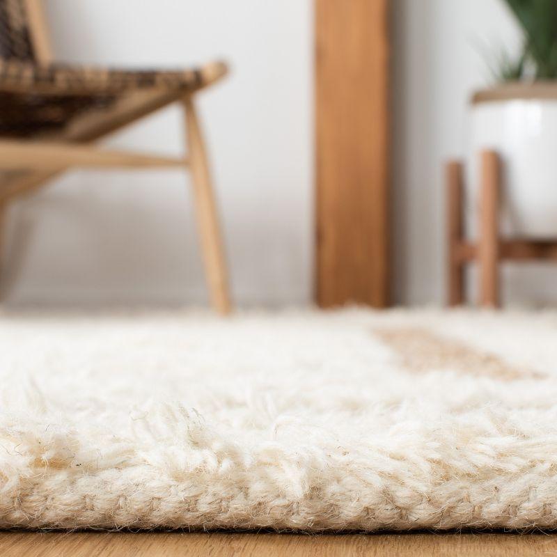 Ivory and Natural Hand-Tufted Wool Area Rug, 3' x 5'