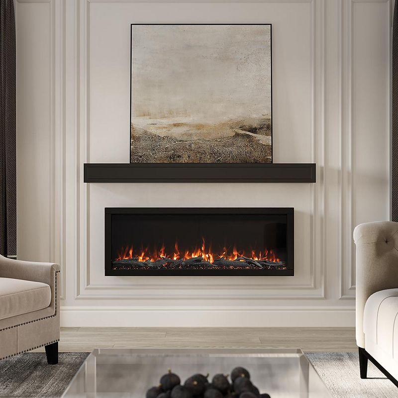 Modern Ember Lotta Wood Fireplace Mantel Shelf With Picture Frame Details