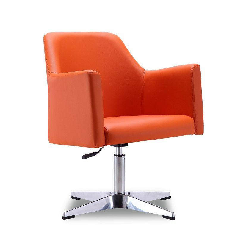 Pelo Faux Leather Adjustable Height Swivel Accent Chair Orange - Manhattan Comfort: Chrome-Plated, Modern Design, 300 lbs Capacity