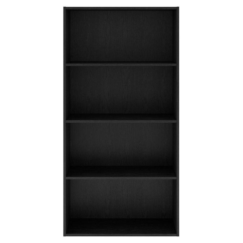 24/7 Shop At Home 47" Silkpath Modern 4 Tier Stackable and Modular Bookcase Black: Modular Organizer, MDF Wood
