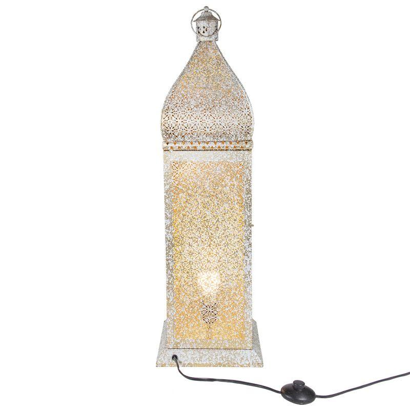 30.5" White and Gold Moroccan Style Lantern Floor Lamp