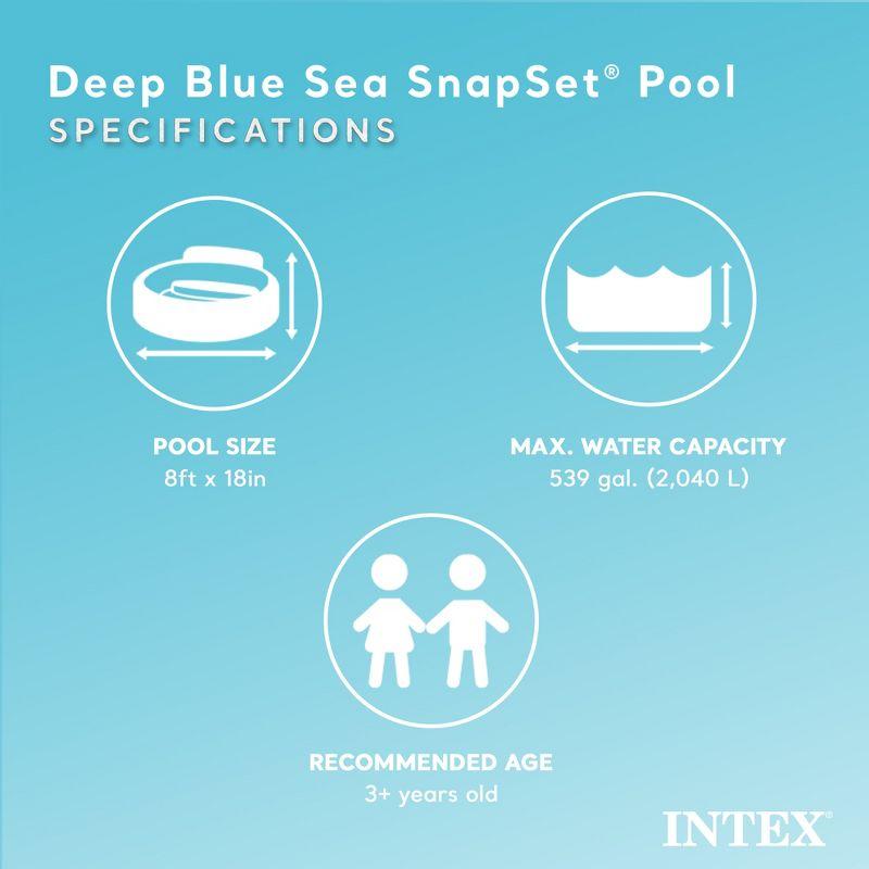 Intex Deep Sea Blue 8 feet x 18 inch SnapSet Instant Round Above Ground Swimming Kiddie Pool for Kids Ages 3 Years and Up