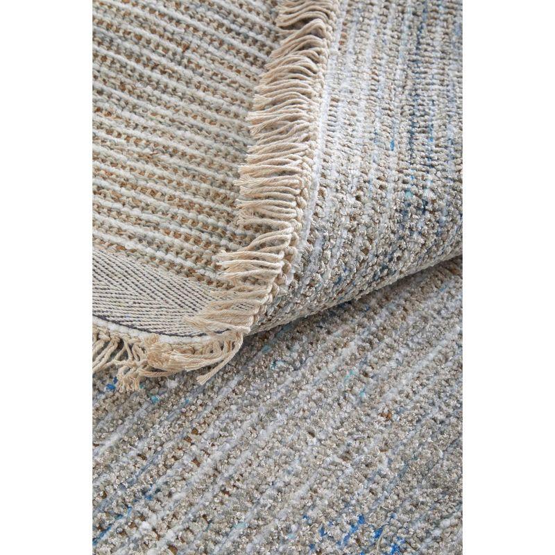 Gray and Blue 10' x 14' Wool Viscose Area Rug