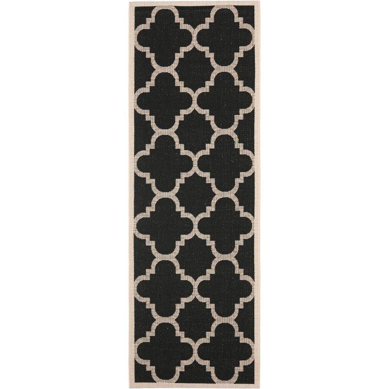 Courtyard CY6243 Power Loomed Indoor and Outdoor Runner Rug - Black/Beige - 2'3"x12' - Safavieh