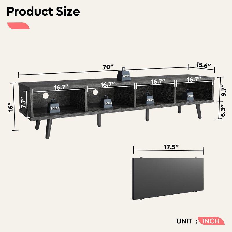 Bestier 70 inch Mid Century Modern TV Stand,Low Profile TV Console for 75 inch TV in Living Room,Black