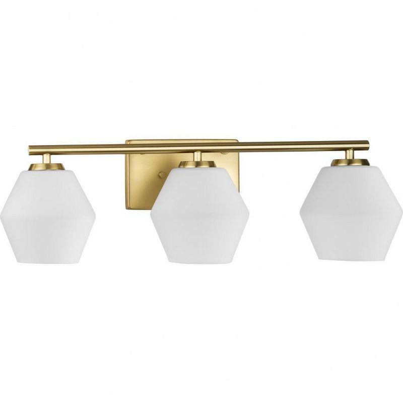 Brushed Gold 24" Vanity Light with Opal Glass Shades