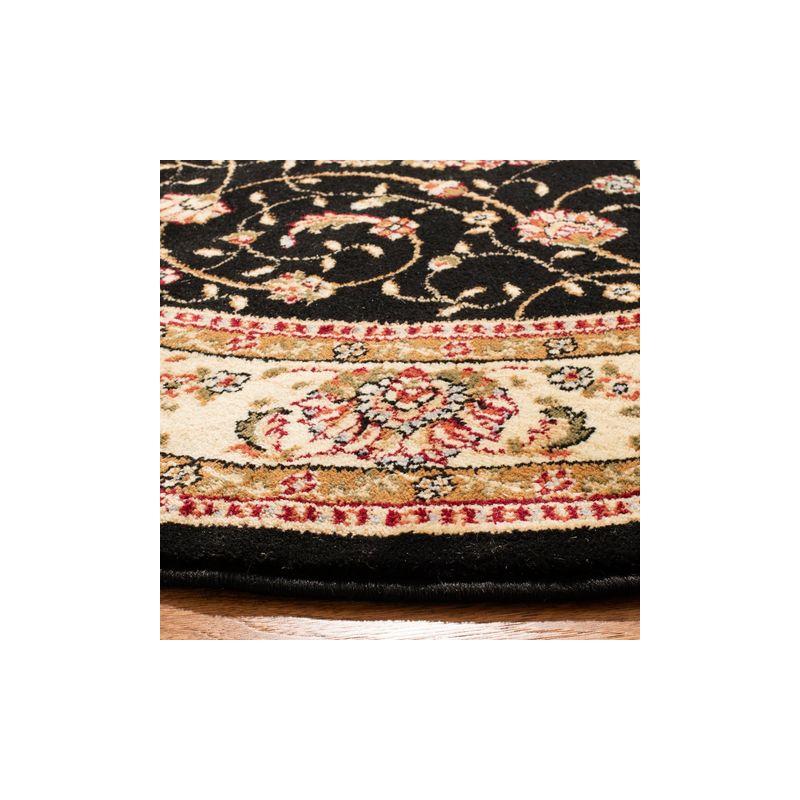 Lyndhurst LNH329 Power Loomed Area Rug - Black/Ivory - 4' Round - Safavieh