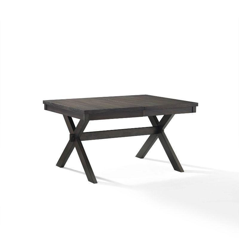 Crosley Hayden Extendable Dining Table Slate: Rustic Farmhouse Style, Seats 8 with Leaf, MDF & Rubberwood