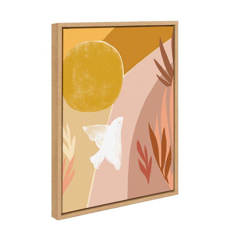 18" x 24" Sylvie Sunrise Dove Framed Canvas by Kate Aurelia Holloway Natural - Kate & Laurel All Things Decor: Modern Style