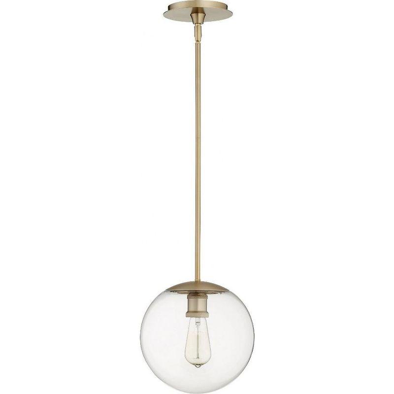 Aged Brass Transitional Globe Pendant Light, 10" Clear Glass