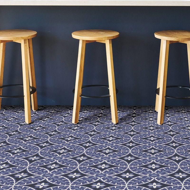 4'x5' FloorPops Set of 20 Capri Peel & Stick Floor Tiles Violet/White/Gray - Brewster: Mosaic Vinyl Flooring, Stain-Resistant