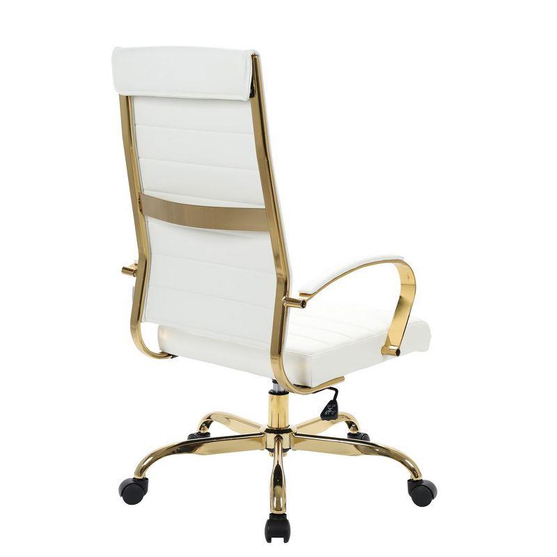 Everly Quinn Humairaa Benmar Leather Office Chair in Gold Base