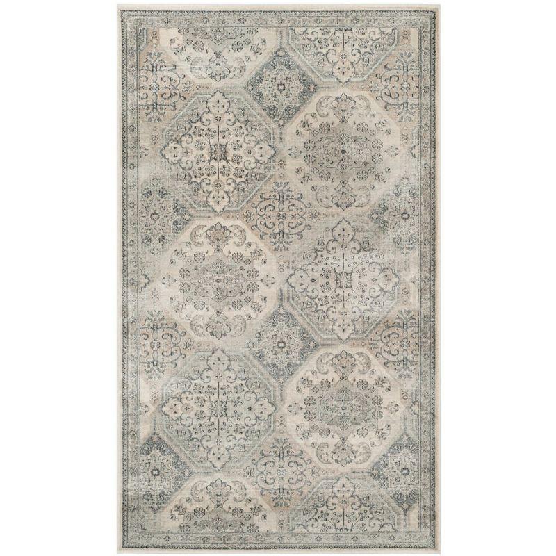 Vintage VTG128 Power Loomed Indoor Skid-Resistant Area Rug - Cream/Blue - 4'x5'7" - Safavieh