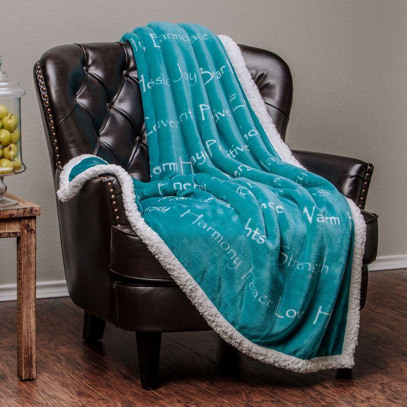Chanasya Sympathy Warm Hugs Support Gift Throw Blanket with Plush Faux Shearling Side - (Twin) Teal