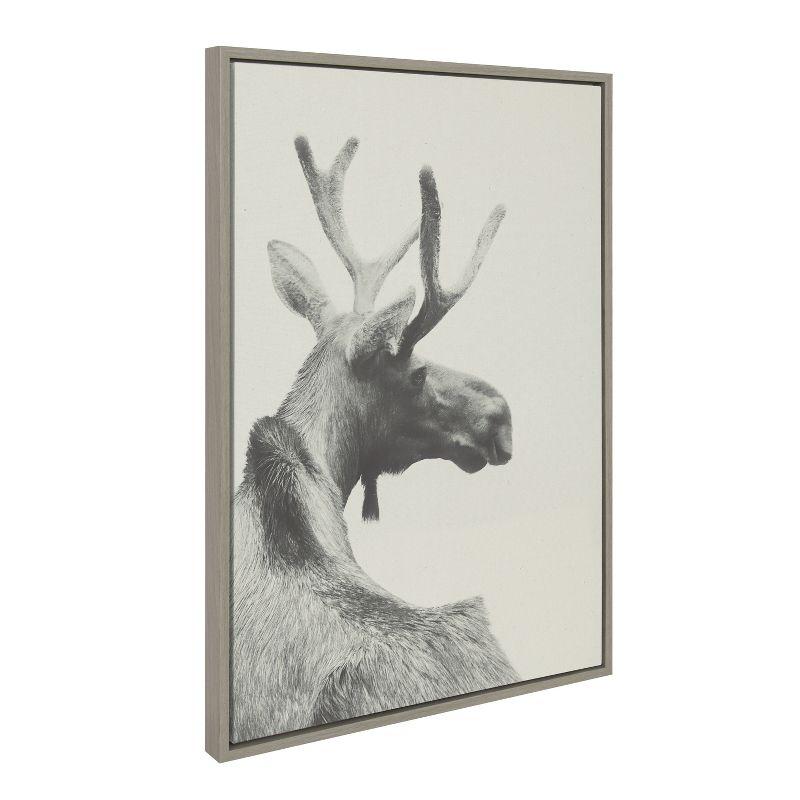 Kate and Laurel Sylvie Moose BW Framed Canvas by Emiko and Mark Franzen of F2Images, 23x33, Gray