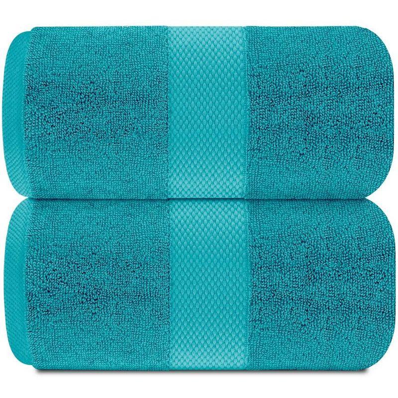 White Classic Luxury 100% Huge Cotton Bath Sheets Set of 2 - 35x70" Aqua