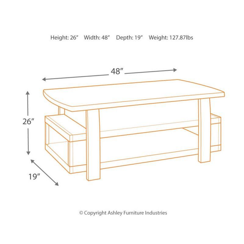 Vailbry Lift Top Cocktail Table Brown - Signature Design by Ashley: UPC 024052498875, Open Shelf, Faux Metal Legs