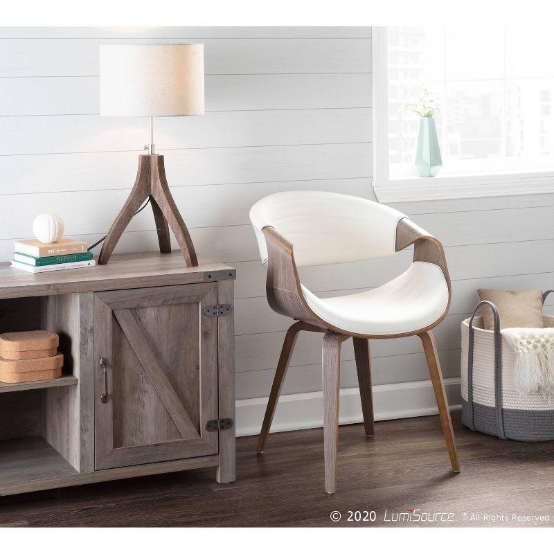 Symphony Mid-Century Modern Dining Accent Chair: Faux Leather, Wood Legs, Tufted - LumiSource