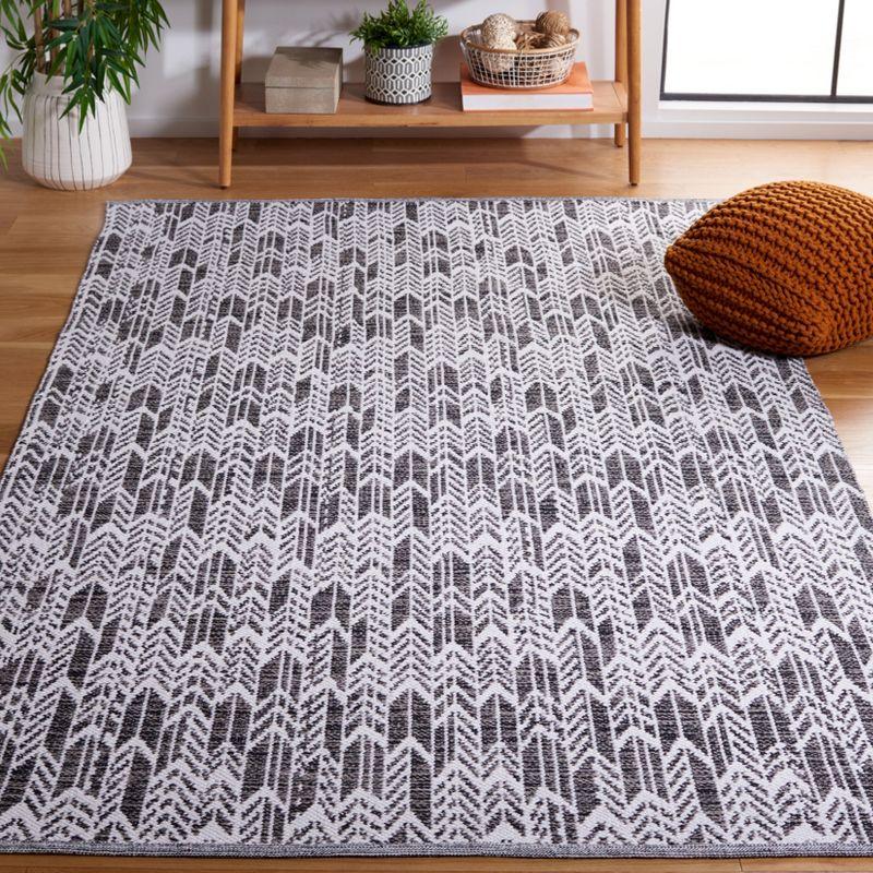 Coastal Charm Black/Ivory Flat Woven Wool-Cotton Blend Area Rug