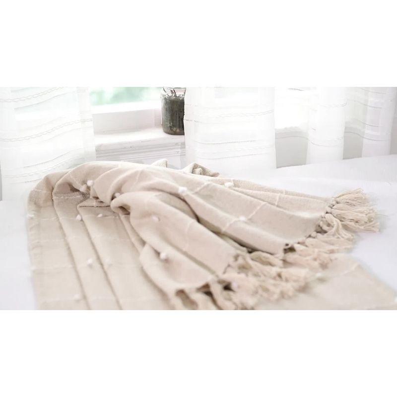 50"x60" Boho Tufted Cotton Woven Tassel Throw Blanket with Fringes Light Gray - Lush Décor: Decorative for Bed & Couch