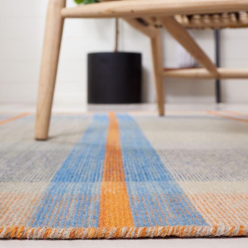 Coastal Charm Hand-Woven Blue Stripe Wool Area Rug