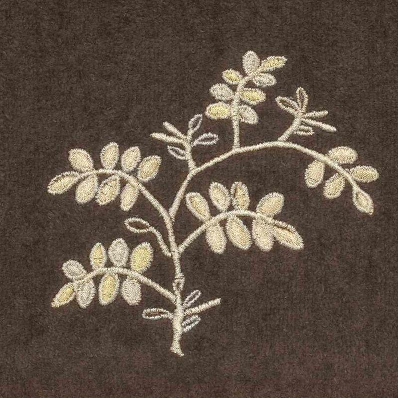 Mocha Cotton Hand Towel with Embroidered Branches