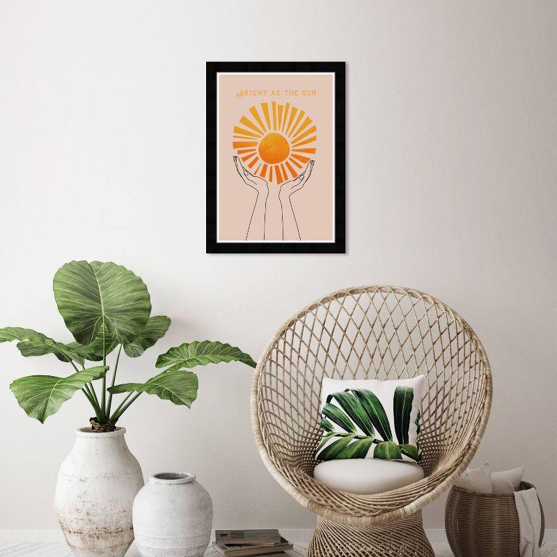 13" x 19" Bright As The Sun Motivational Quotes Framed Wall Art Orange - Wynwood Studio