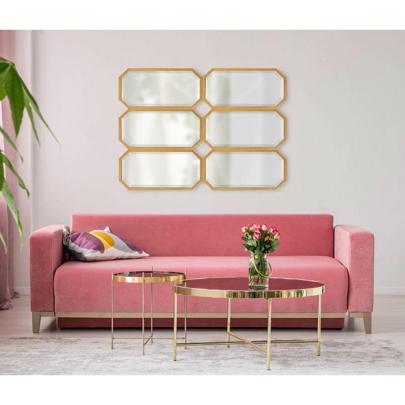 3pc Laverty Wall Mirror Set Gold - Kate & Laurel All Things Decor: Modern Octagon Shape, No Assembly Required
