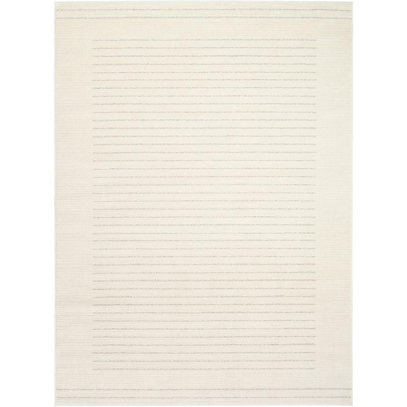 Nourison Hues Scandinavian Stripe Indoor Area Rug Ivory Grey 5'3" x 7'3"