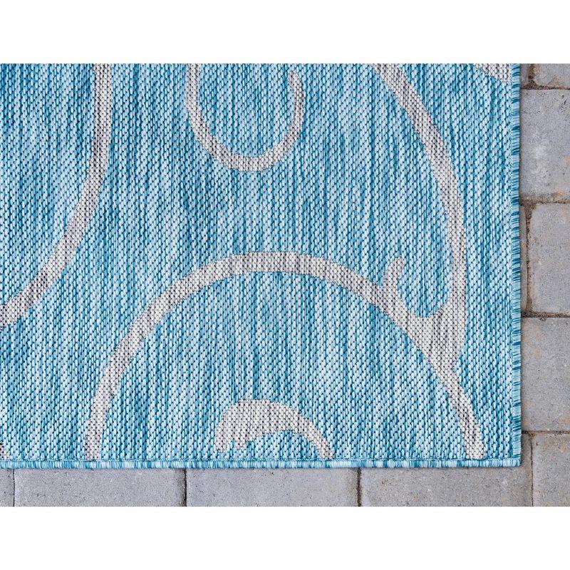 Light Aqua Rectangular Stain-Resistant Outdoor Area Rug 6' x 9'