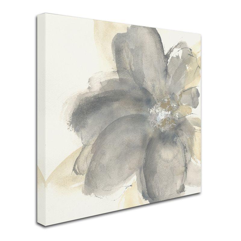 Floral Gray I Contemporary Canvas Art with Floater Frame