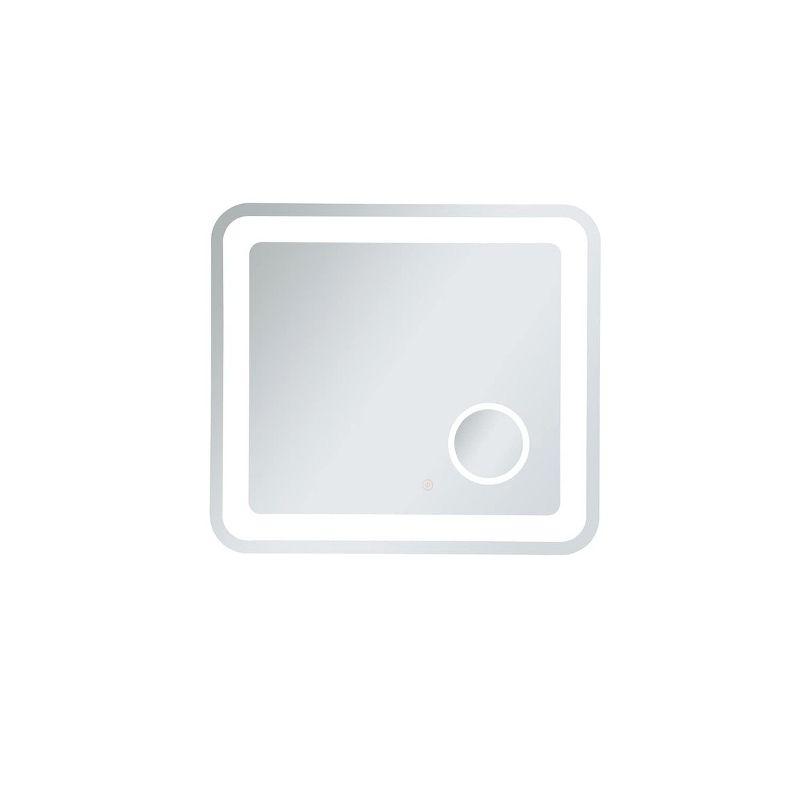 Glossy White 27x30 LED Mirror with Magnifier and Dimmer