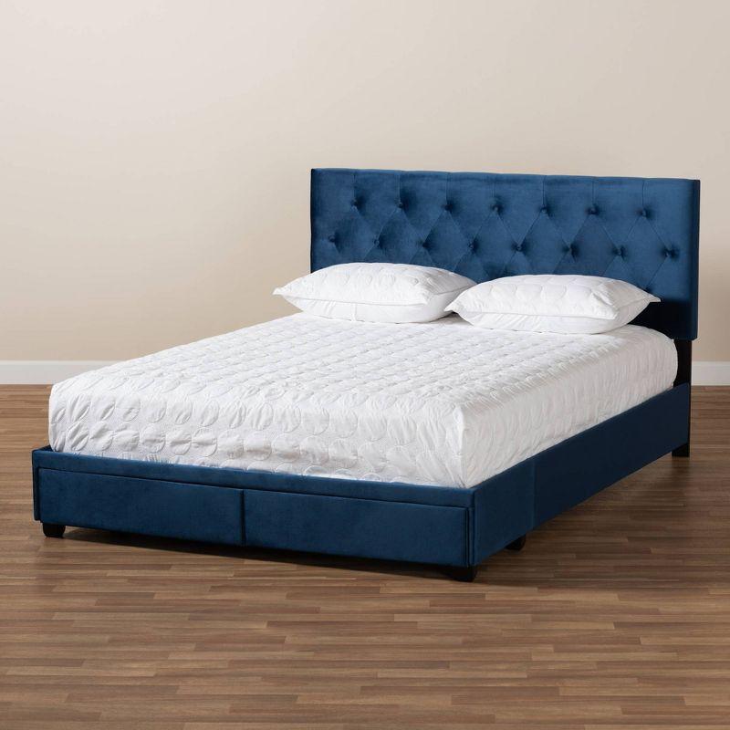 Caronia Velvet Upholstered 2 Drawer Platform Storage Bed - Baxton Studio