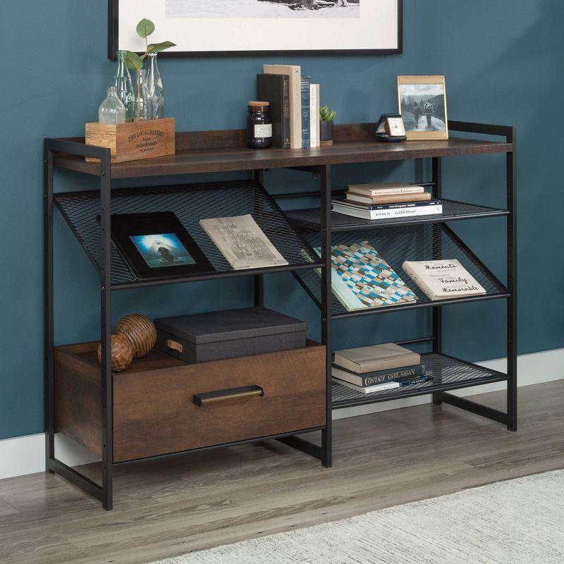 36.25" Barrel Oak Adjustable Bookcase with Metal Frame